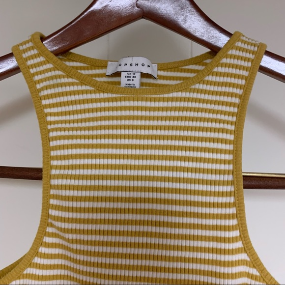 Topshop | Yellow & White Striped Crop Top - Picture 3 of 8